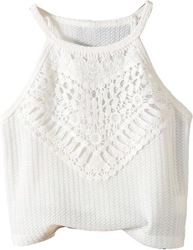 SHENHE Girl's Guipure Lace Cami Top Cute Halter Tops Sleeveless Tops Casual Summer Clothes in Saudi Arabia