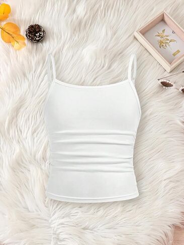 قمصان علوية للفتيات مكونة من 3 قطع بدون أكمام قميص داخلي غير رسمي بحزام سباغيتي بقصة ضيقة للأطفال من عمر 8 إلى 12 سنة in Kuwait