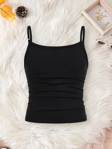 قمصان علوية للفتيات مكونة من 3 قطع بدون أكمام قميص داخلي غير رسمي بحزام سباغيتي بقصة ضيقة للأطفال من عمر 8 إلى 12 سنة in Kuwait