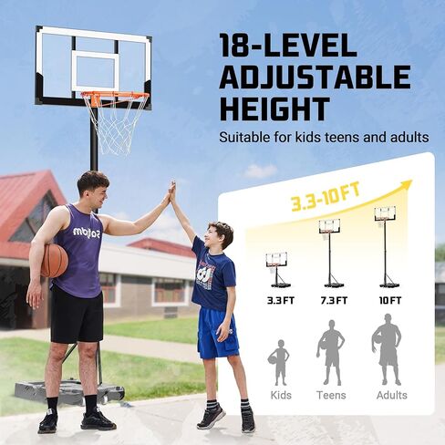 Aimking Portable Basketball Hoop Outdoor System with 44 Inch Shatterproof Backboard, 3.8FT-10FT Height Adjustable Basketball Goal System for Youth/Teens/Adults Indoor Outdoor in Saudi Arabia