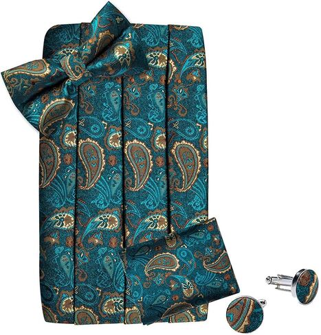 الرجال سهرة Cummerbund رمادي الحرير مخطط ربطة القوس فيونكة Handerchif أزرار أكمام مجموعة حفل زفاف Cummerbunds الخصر in Kuwait