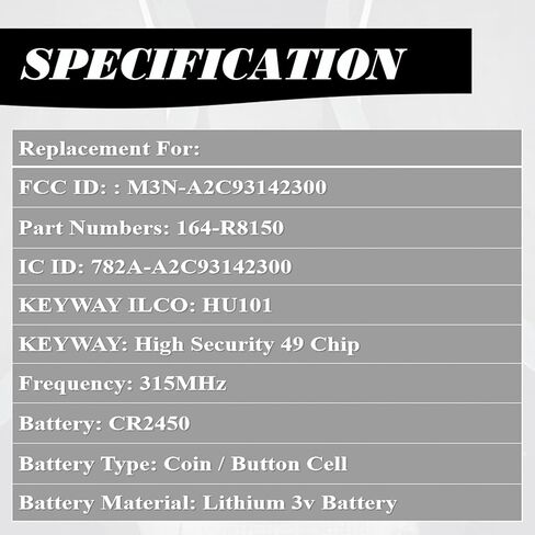 MechanMagic Key Fob Replacement Fits for Ford Edge Explorer 2018-2022 Fusion 2017-2021 Mustang Keyless Entry Remote Control M3N-A2C93142300 164-R8150 315MHz 4 Buttons in Saudi Arabia