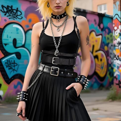 Punk Leather Harness Waist Belt for Women Goth Accessories Rave Accessory Adjustable Leather Corset Belts in Saudi Arabia
