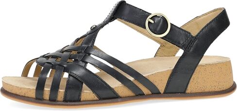 Dansko Christa Women's Low-Profile Wedge Sandal - Premium Leather Fisherman Huarache Upper, Adjustable Hook-and-Loop Strap, Cushioned Cork Footbed with Suede Lining in Saudi Arabia