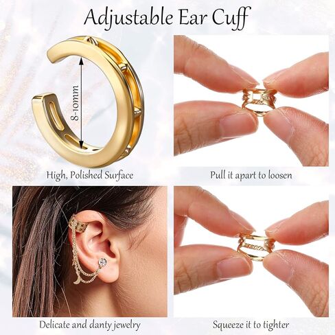66 PCS Gold/Silver Ear Cuff Earrings Set for Women Non Piercing Fake Earring Cuffs Adjustable Helix Cartilage Clip Earrings Pearl Butterfly Ear on Wrap Earrings in Saudi Arabia