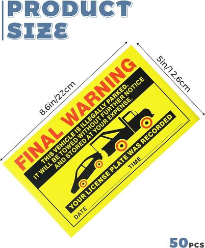 50pcs Parking Violation Stickers,No Parking Stickers Hard to Remove,Car Accseeories,Large Size 5X9 Inches Sticker for Car Private Warning,Keep Other People from Parking in Your Spot in Saudi Arabia