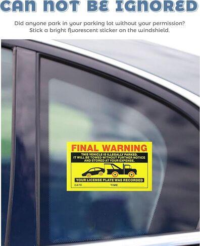 50pcs Parking Violation Stickers,No Parking Stickers Hard to Remove,Car Accseeories,Large Size 5X9 Inches Sticker for Car Private Warning,Keep Other People from Parking in Your Spot in Saudi Arabia