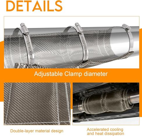 BLACKHORSE-RACING Titanium Pipe Shield، 6 "× 12" درع حرارة العادم مع 3 مشابك من الفولاذ المقاوم للصدأ مقاومة عالية لدرجة الحرارة تصل إلى 2500 درجة فهرنهايت للدراجات النارية والخراطيم والأسلاك الكهربائية in Kuwait
