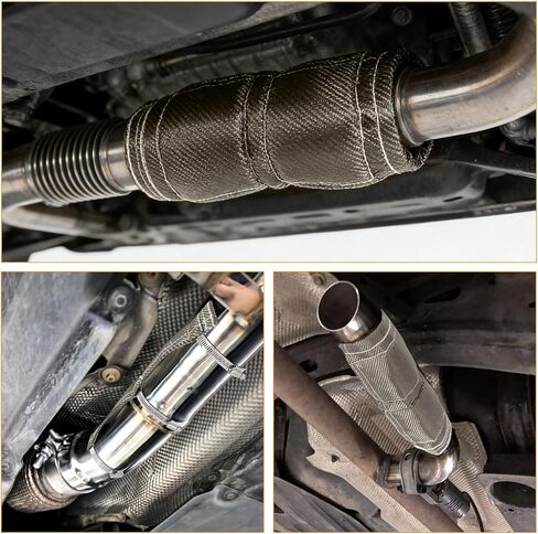 BLACKHORSE-RACING Titanium Pipe Shield، 6 "× 12" درع حرارة العادم مع 3 مشابك من الفولاذ المقاوم للصدأ مقاومة عالية لدرجة الحرارة تصل إلى 2500 درجة فهرنهايت للدراجات النارية والخراطيم والأسلاك الكهربائية in Kuwait