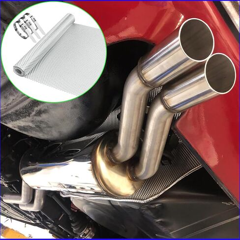 2Pcs 13" x 40"Embossed Exhaust Heat Shield Automotive, Aluminum Exhaust Heat Wrap with 30 Pcs Cable Metal Zip Ties, Exhaust Wrap Heat Barrier Shield for Automotive & Motorcycle Exhaust pipes in Saudi Arabia