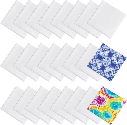 OMISTAR 24 PCS White Cotton Bandanas for Tie Dye, 20 x 20 in Blank Handkerchiefs Bulk Set, Soft Reusable DIY Square Bandanas for Crafting, Art Projects, Headwear, Group Activities in Saudi Arabia