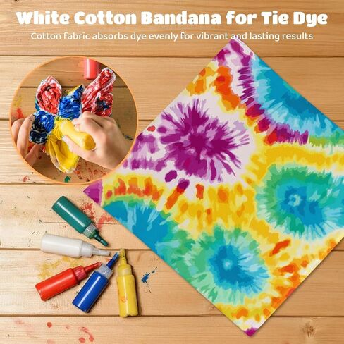 OMISTAR 24 PCS White Cotton Bandanas for Tie Dye, 20 x 20 in Blank Handkerchiefs Bulk Set, Soft Reusable DIY Square Bandanas for Crafting, Art Projects, Headwear, Group Activities in Saudi Arabia