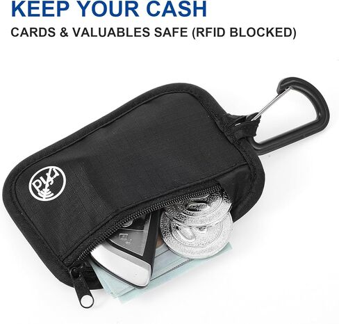 RFID Blocking Clip Stash Pouch Minimalist Travel Wallet Rfid Protected Stash Pouch Keychain Organizer Pouches Slim Credit Cards Case Cover Lightweight Zipper Bag for Cards Cash Women Men in Saudi Arabia