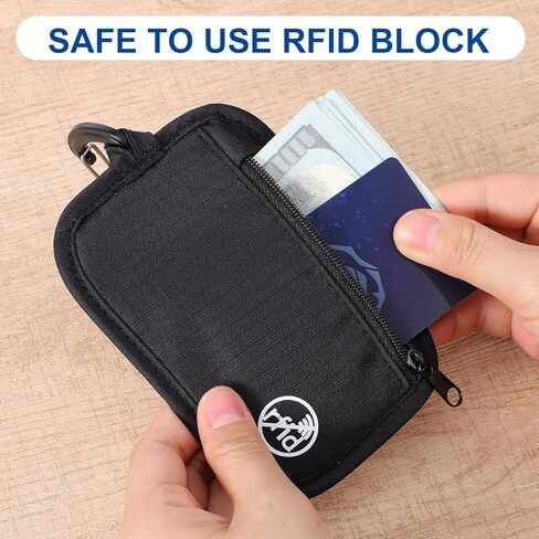 RFID Blocking Clip Stash Pouch Minimalist Travel Wallet Rfid Protected Stash Pouch Keychain Organizer Pouches Slim Credit Cards Case Cover Lightweight Zipper Bag for Cards Cash Women Men in Saudi Arabia