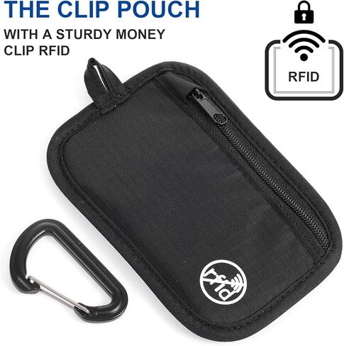 RFID Blocking Clip Stash Pouch Minimalist Travel Wallet Rfid Protected Stash Pouch Keychain Organizer Pouches Slim Credit Cards Case Cover Lightweight Zipper Bag for Cards Cash Women Men in Saudi Arabia