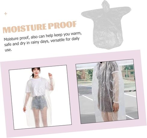 6pcs Disposable Rain Poncho with Hood Thickened Compressed Emergency Raincoat for Adults Lightweight and Portable for Camping Hiking and Outdoor Activities in Saudi Arabia