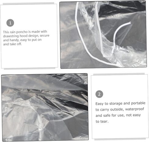 6pcs Disposable Rain Poncho with Hood Thickened Compressed Emergency Raincoat for Adults Lightweight and Portable for Camping Hiking and Outdoor Activities in Saudi Arabia