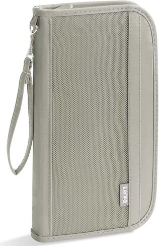 حامل جواز السفر للسفر، محفظة جواز سفر بخاصية تحديد الهوية بموجات الراديو، منظم وثائق السفر، حامل جواز سفر عائلي مقاوم للماء مع حزام معصم للرجال والنساء، رمادي in Kuwait