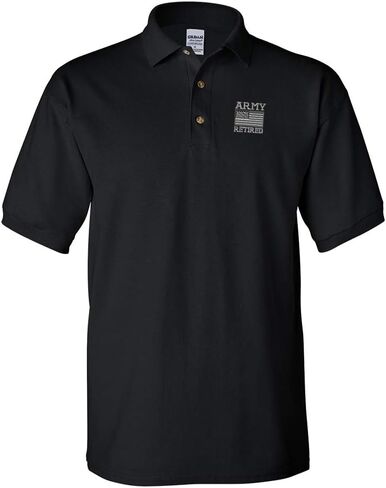 Polo Shirts for Men Us Army Retired Embroidery Cotton Short Sleeves Golf Tees in Saudi Arabia