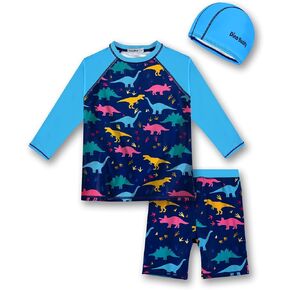 طقم سباحة للأولاد من weVSwe بعامل حماية من الأشعة فوق البنفسجية 50+ حماية من الأشعة فوق البنفسجية 3 قطع للأطفال بأكمام طويلة وقميص سباحة وسروال سباحة مع قبعة سباحة من 2 إلى 12 سنة in Kuwait