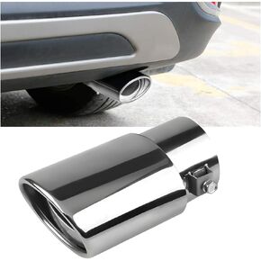 Stainless Steel Car Exhaust Tip, 2.5" Inlet 3" Adjustable Chrome-Plated Vehicle Muffler Finish Exhaust Tailpipe, Automotive Tail Throat Tail Pipe, Universal Fit (Straight/Black) in Saudi Arabia