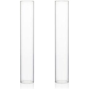WGVI Hurricane Candle Holder Sleeve, Wide 2", Height 12", Clear Glass Cylinder Open Both Ends, Chimney Tube, Open Ended Candle Shade, 2 Pieces in Saudi Arabia