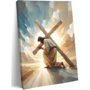 Jesus Canvas Wall Art Decor, Christain Jesus Leaves the Tomb Painting Poster, Resurrected Savior Jesus Pictures for Living Room Bedroom Church Home Decoration 12*18 in (Stretched Canvas on A Wooden Frame) in Kuwait