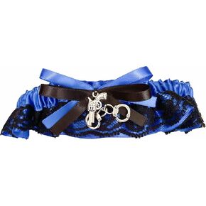 Royal Blue Satin Black Lace Wedding Bridal Keepsake Police Garter - Gun Handcuffs in Saudi Arabia