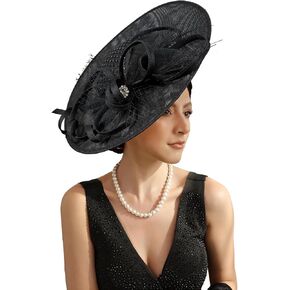 Unpifolov قطع زينة القبعات الأنيقة للنساء زهرة شبكة الريش الزفاف كوكتيل العروس عقال لديربي قبعة حفلة الشاي in Kuwait