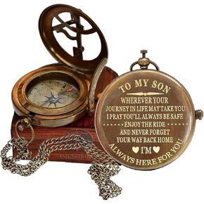 هدايا الابن لأمي وأبي، إلى ابني بوصلة تأتي حافظة جلدية محببة نحاس بحري - بوصلة شمسية مخصصة، هدايا عيد ميلاد، هدايا تخرج in Kuwait