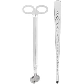 Candle Wick Trimmer，Professional Copper-Nickel Plated Candle Wick Trimmer 2-Piece Set, 7.09-inch Silver Scissors with Decorative Patterns, Candle Maintenance Tool with a Ball Head in Saudi Arabia