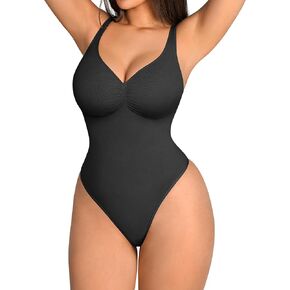 FeelinGirl Shapewear Bodysuits for Women Tummy Control Thong Seamless V Neck Compression Body Suits Corset Top in Saudi Arabia