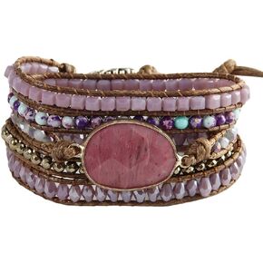 ZOSOJONA أساور ملفوفة مصنوعة يدويًا من حجر الكريستال الفيروزي الطبيعي مجموعة متنوعة من الخرز المطرز in Kuwait