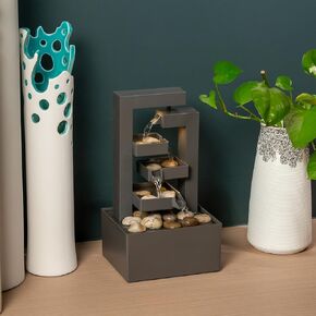 Tabletop Water Fountain - Indoor Zen Relaxation Waterfall with Soothing Sound for Office & Home Decor - Small Desktop Water Feature with Natural Stones for Bedroom, 9.65" Tall in Saudi Arabia