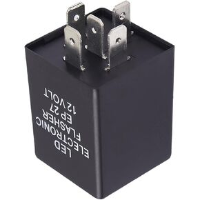 مرحل فلاش LED EP27 للسيارة بخمسة دبابيس، جهاز تثبيت فلاش فائق إشارة الانعطاف FL27، مرحل وامض توصيل وتشغيل 12 فولت، متوافق مع بويك تشيفي دودج فورد لينكولن ميركوري بليموث بونتياك (أسود) in Kuwait