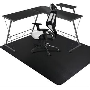 سجادة كرسي سالوس للأرضيات المغطاة بالسجاد، 46 بوصة × 60 بوصة سجادة كرسي شديدة التحمل للسجاد، سجادة أرضية من الفينيل مع مقابض، حامي الأرضية بالسجاد، سجادة مكتب كمبيوتر متدحرجة للمكتب المنزلي (أسود) in Kuwait