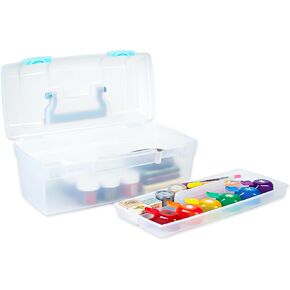 ArtBin 6937AG Essentials Lift-Out Tray Box, Portable Art & Craft Organizer with Handle and Tray, Clear/Aqua in Kuwait