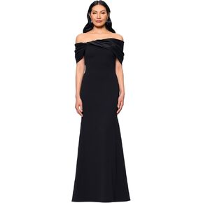 Betsy & Adam Womens Scuba Crepe Off The Shoulder Taffeta Twist Floor Length Dress in Saudi Arabia