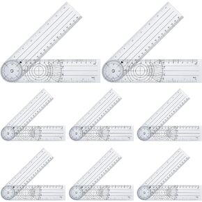 8 Pcs Plastic Goniometer Quick Protractor Clear Angle Finder Ruler with 7 Inch Arm Angle Measurement Tool for School Office Measuring Drawing Woodworking Designers Architects Students Work in Kuwait