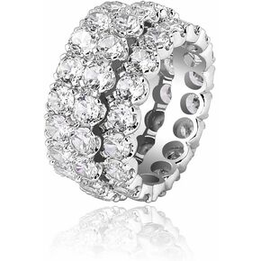 Solid Gold over S925 Sterling Silver Triple Row Oversized Moissanite Ring, Bold Hip Hop Style, Luxurious Gift for Him in Saudi Arabia
