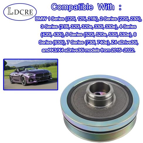 Engine Crankshaft Pulley Vibration Damper – Replaces 11238638446 – Fit for BMW 1/2/3/4/5/6/7 Series 2015-2022, X3/X4, Z4 – 120i 125i 218i 220i 230i 318i 320i 320e 330i 330e 420i 430i 520i 520e 530i in Saudi Arabia