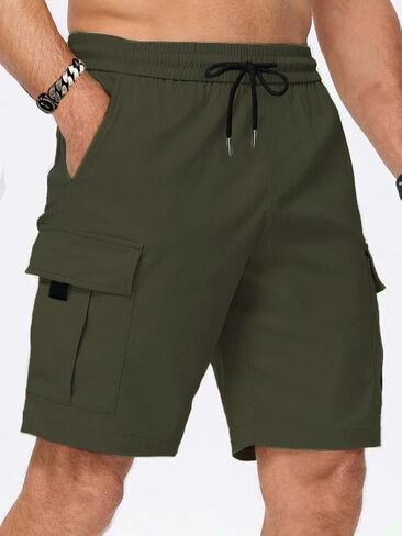 Mens Casual Twill Cargo Shorts Drawstring Classic Cargo Short with 6 Pockets in Saudi Arabia