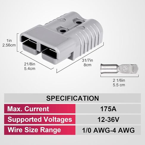 Spurtar 175A 1/0 AWG Battery Quick Connect Disconnect Fits 1/0 AWG Cable Wire Harness Plug for Winches, Trailer or Other Electrical Devices, Gray, 2 Pack in Saudi Arabia