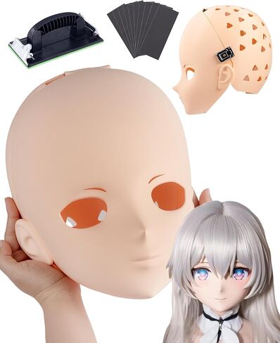 Kigurumi Mask - DIY Animegao Kigurumi Mask with Locking Buckle, Polishing Tools, 3/4 Full-Head Mask for Cosplay Costume in Saudi Arabia
