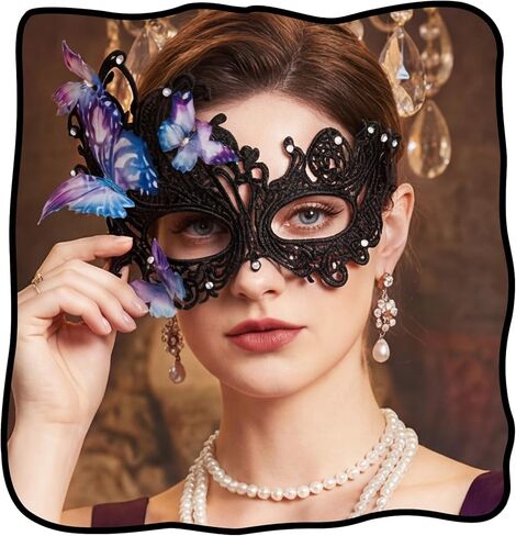 Butterfly Masquerade Mask for Women, Lace Phoenix Classic Ball Masks, Venetian Costume Party Accessories in Saudi Arabia