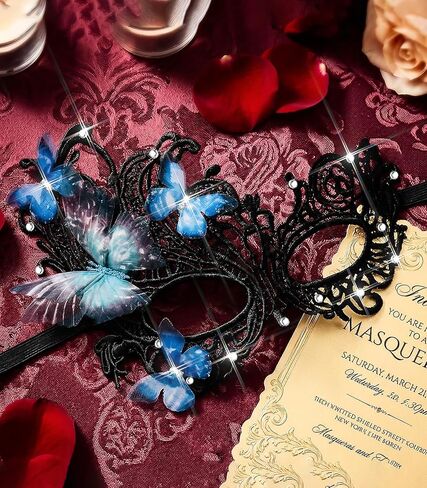 Butterfly Masquerade Mask for Women, Lace Phoenix Classic Ball Masks, Venetian Costume Party Accessories in Saudi Arabia