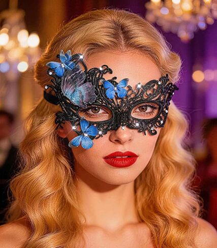 Butterfly Masquerade Mask for Women, Lace Phoenix Classic Ball Masks, Venetian Costume Party Accessories in Saudi Arabia