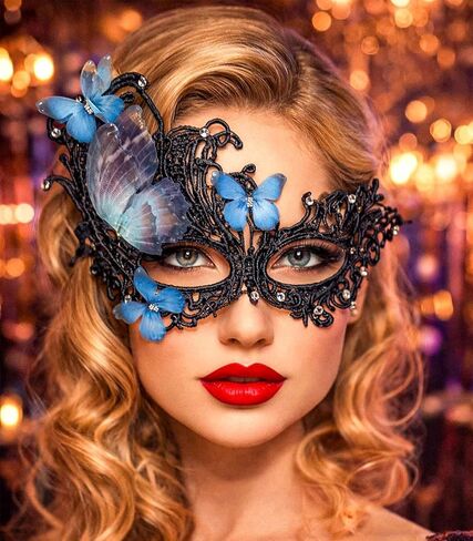 Butterfly Masquerade Mask for Women, Lace Phoenix Classic Ball Masks, Venetian Costume Party Accessories in Saudi Arabia