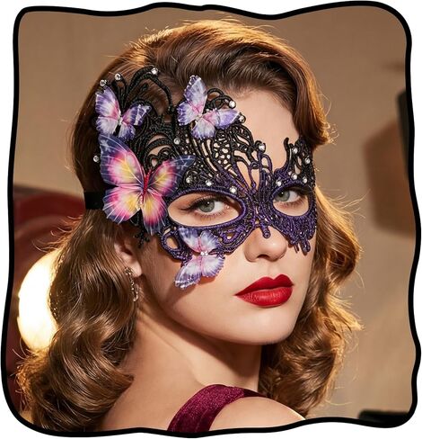 Butterfly Masquerade Mask for Women, Lace Phoenix Classic Ball Masks, Venetian Costume Party Accessories in Saudi Arabia