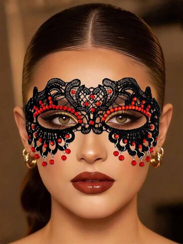 Masquerade Mask for Women Black Masks Crystal Lace Mask Halloween Eye Mask for Costume Party in Saudi Arabia